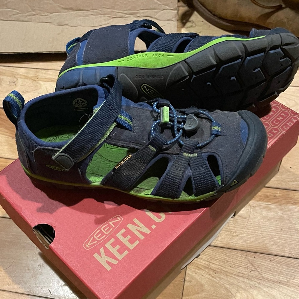 KEEN Kids' Blue and Lime Sandals